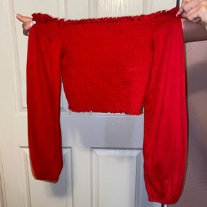 Red long sleeve crop top size S